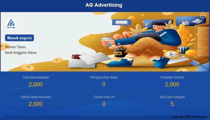 Cara Daftar Aplikasi AG Advertising dengan Kode Undangan dan Cara Menyelesaikan Tugas